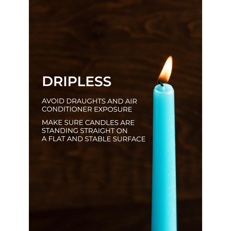 CANDWAX 10 inch Taper Candles Set of 12 - Dripless Taper Candles and Unscented Candlesticks - Perfect for Dinner or Wedding - Turquoise Candle - Image 4